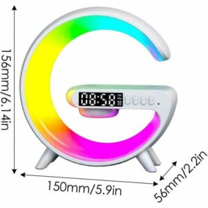 Haut-parleur Bluetooth intelligent Rechargeable - Réveil - Chargeur Sans Fil avec 15 W - Veilleuse LED RGB