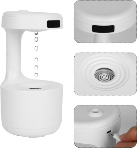Diffuseur Humidificateur Anti Gravité avec Ecran LED En Forme De Goutte D’eau 600 Ml