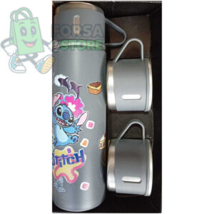 Ensemble de 2 tasses isothermes Stitch en acier inoxydable (Gris)