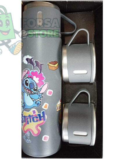 Ensemble de 2 tasses isothermes Stitch en acier inoxydable (Gris)