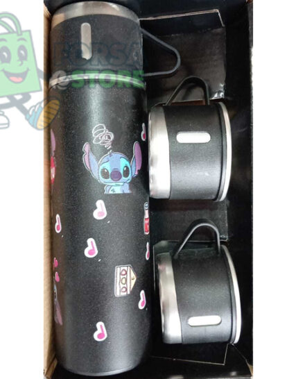 Ensemble de 2 tasses isothermes Stitch en acier inoxydable (Noir)