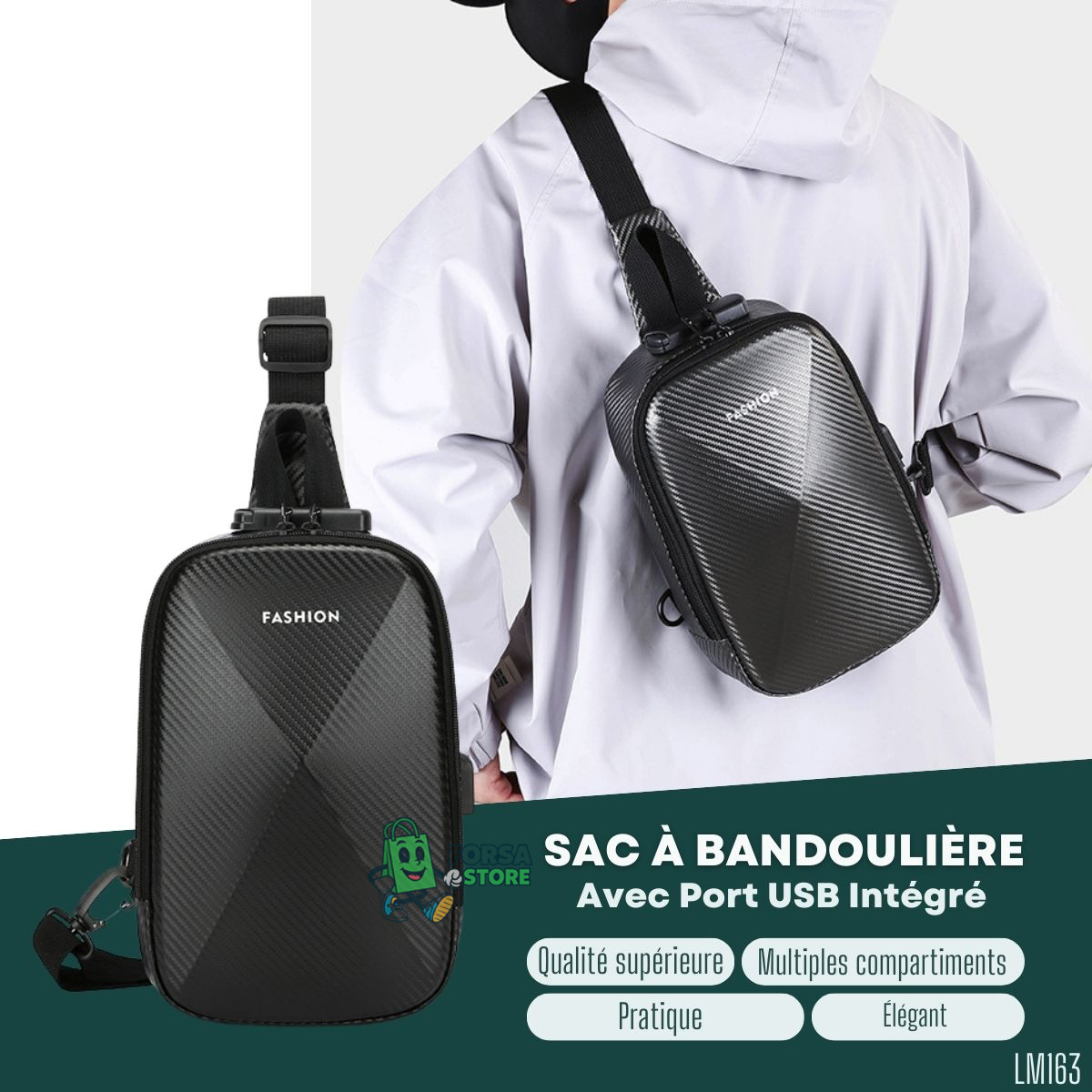 Sac à bandoulière Avec Port USB Intégré LM163 - Forsa-Store 1