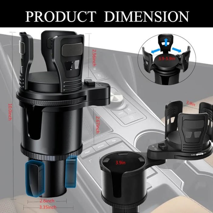 Support Gobelet Voiture Universelle Multifonction 2 en1 - 2