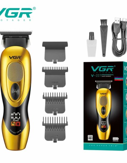 ماكينة قص الشعر VGR V-227 الاحترافية – لاسلكية بشفرات ستانلس ستيل وتيتانيوم، شحن USB، طول قص متغير