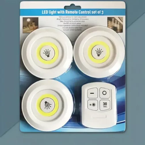 Lot de 3 Spots Led Sans Fil avec Télécommande