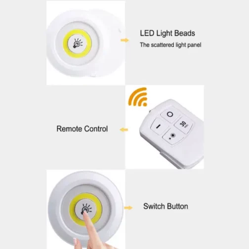 Lot de 3 Spots Led Sans Fil avec Télécommande