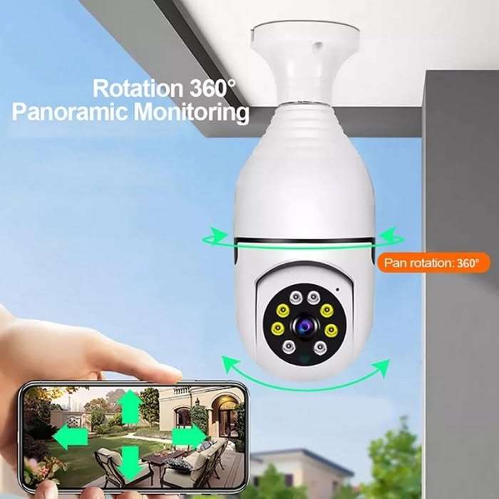 Ampoule Caméra De Surveillance 360 Degrés Panoramique 1080P FULL HD - 1