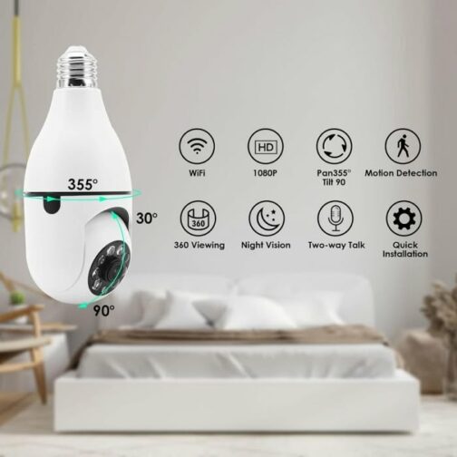 Ampoule Caméra De Surveillance 360 Degrés Panoramique 1080P FULL HD – 2