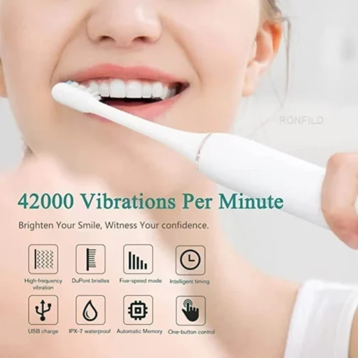 Brosse à Dents Électrique Sonic Rechargeable – 4 Brossettes Forsa-Store-1