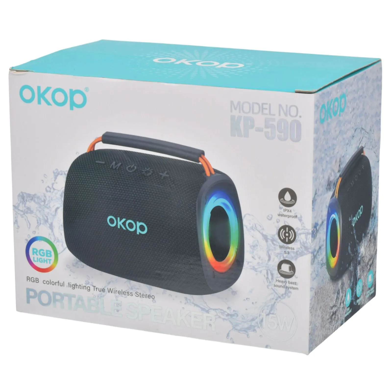 Enceinte Bluetooth OKOP – 15 W RGB KP-590 - 2