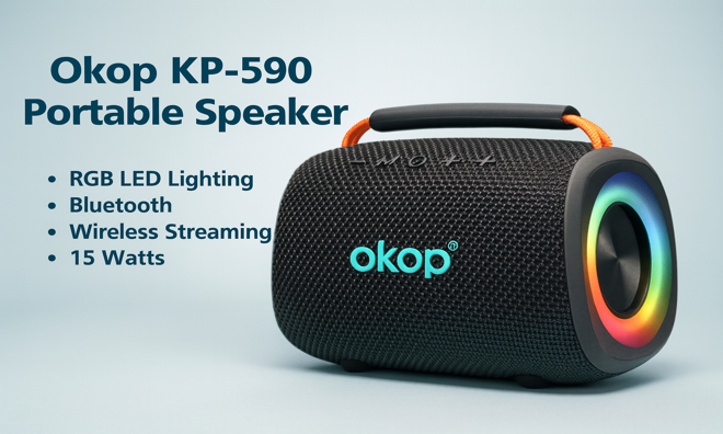 Enceinte Bluetooth OKOP – 15 W RGB KP-590