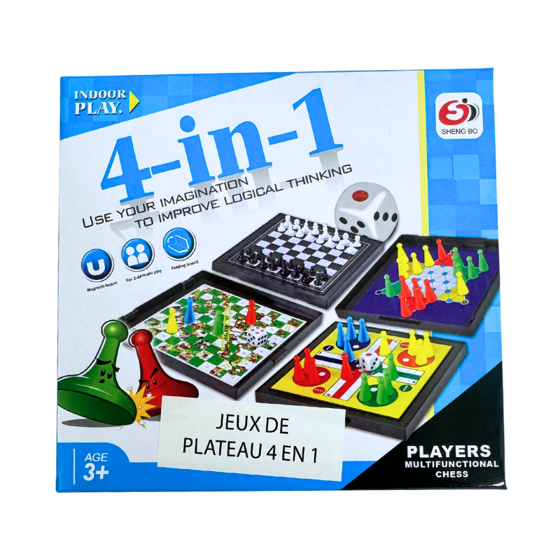 Jeu de société multifonctionnel 4-en-1 - 1 Jeu de société multifonctionnel 4-en-1
