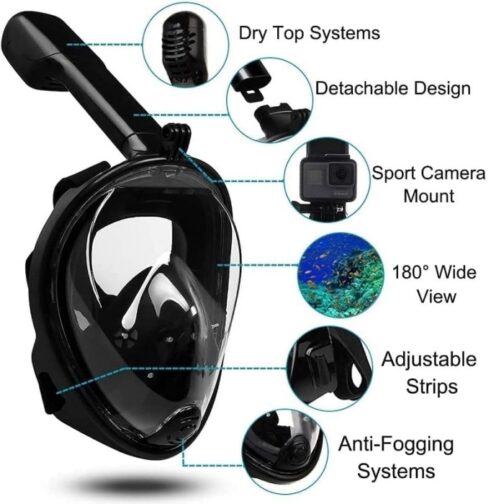 Masque de plongée intégral avec Support de caméra Amovible