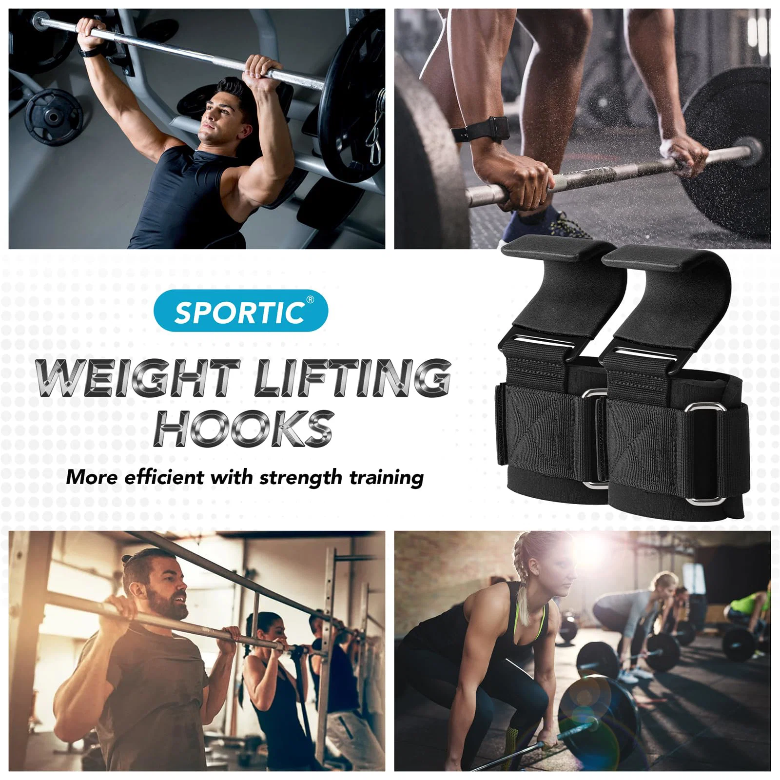 Sangles de Musculation avec Crochets – Lot de 2 Supports de Poignet pour Tractions - 1