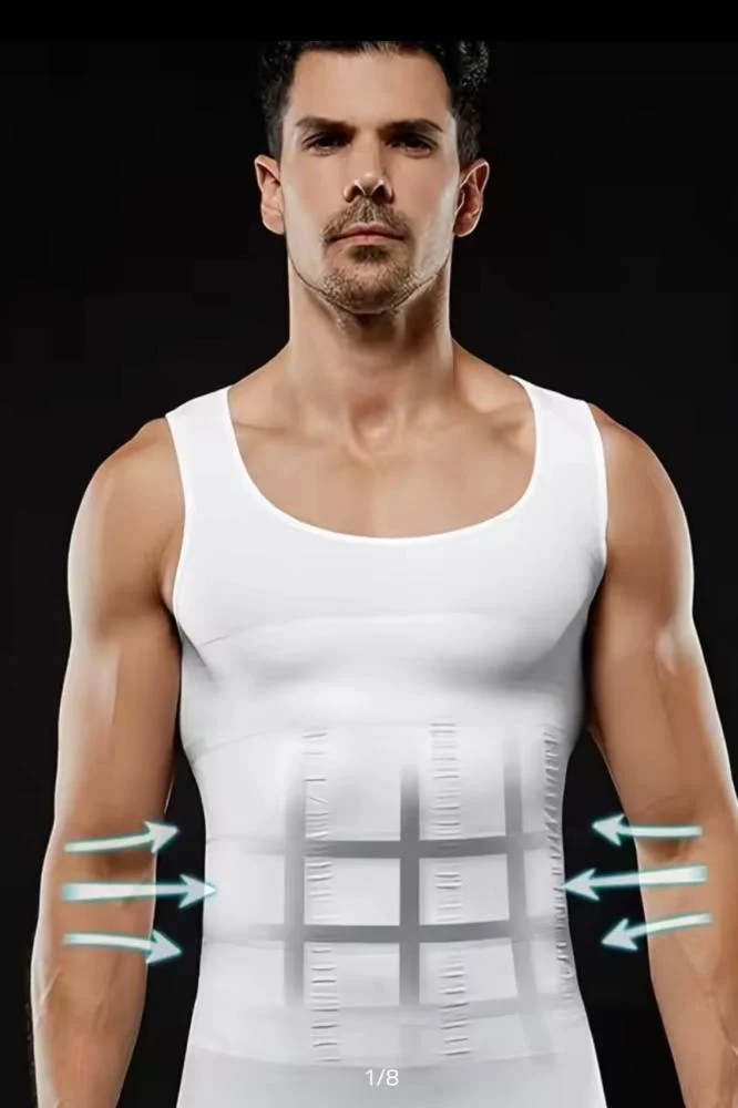 Débardeur à maigrissant pour homme gym One Shapers Slimming Shirt - Blanc 1 Débardeur à maigrissant pour homme gym One Shapers Slimming Shirt - Blanc