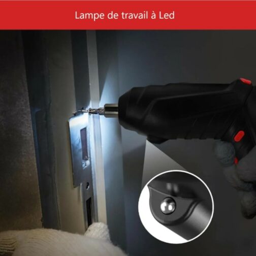 Kit Tournevis Électrique Rechargeable 3.6V – 46 Pièces – Poignée Pivotante