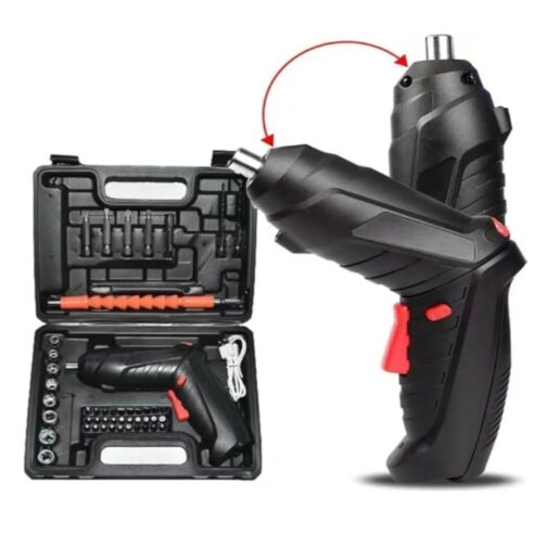 Kit Tournevis Électrique Rechargeable 3.6V – 46 Pièces – Poignée Pivotante