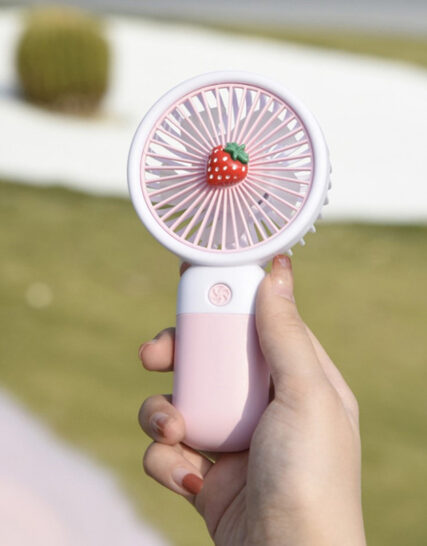 Mini Ventilateur à Main avec Batterie Rechargeable USB et Support Move - fraise