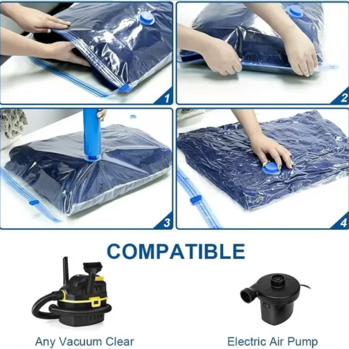 Pack 5 Sacs de rangement sous vide avec pompe