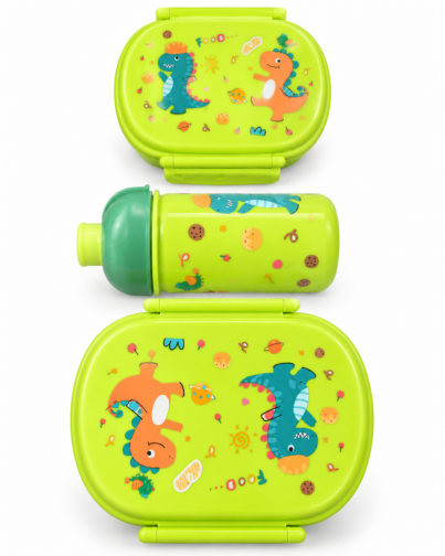Lunch Box Enfant – Vert Citron – Dino Friends