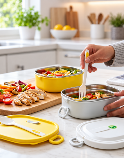 Lunch Box Inox Isotherme Double Étage 1800 Ml