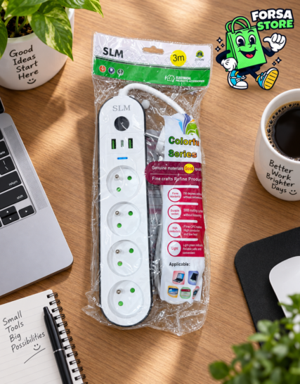 Multiprise avec USB 4 Prises – Câble 3m SLM Tunisie