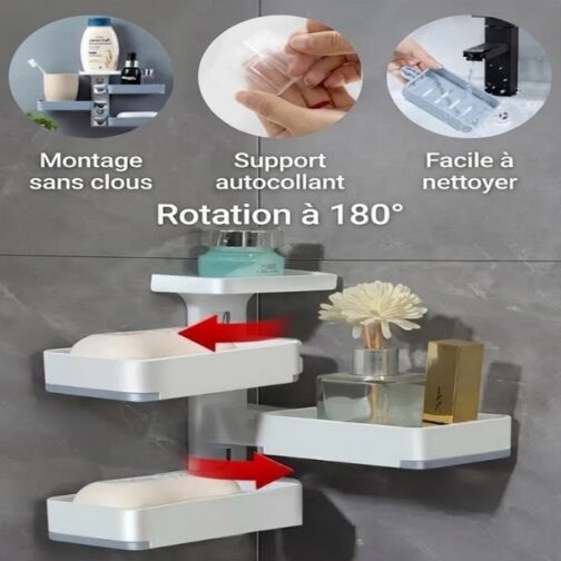 Porte-savon mural Rotative à 4 Étagères