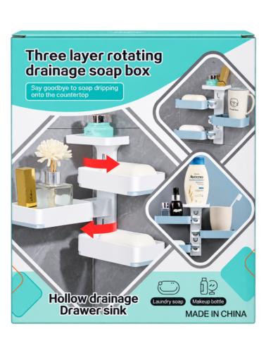Porte-savon mural Rotative à 4 Étagères